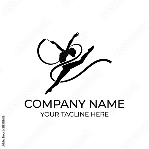 Rhythmic Gymnastics Silhouette: Dancer with Ribbon Logo