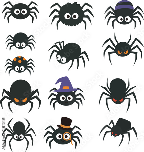 Cute Halloween Spider Character Illustration Set