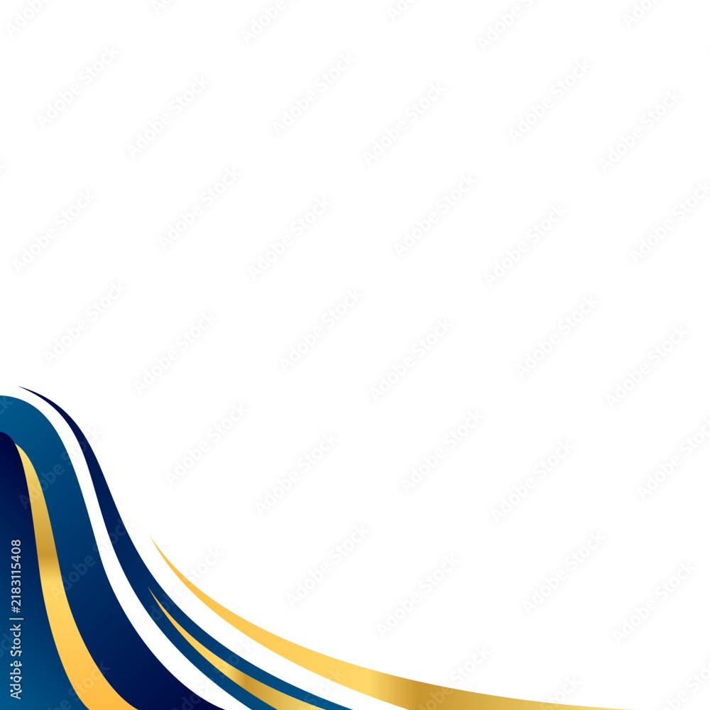 Obraz premium Elegant dark blue and gold dynamic wave corner border vector
