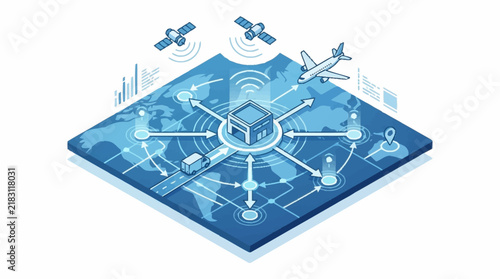 Isometric logistics and supply chain management digital platform concept.