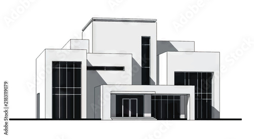 Modern Building Architecture Design Illustration.