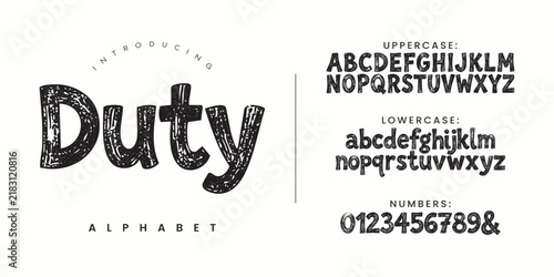 Duty alphabet textured rough doodle handwritten style font for kids projects