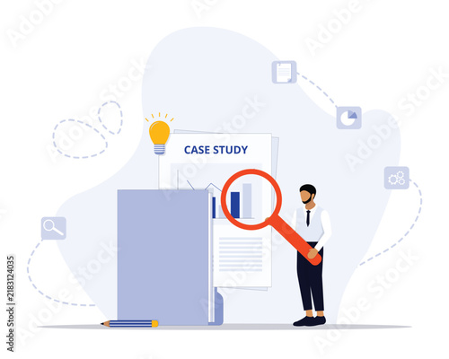 Case study and analysis concept illustration. Suitable for landing page, ui, web, App intro card, editorial, flyer, and banner.
