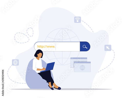 Browsing online concept illustration. Suitable for landing page, ui, web, App intro card, editorial, flyer, and banner.