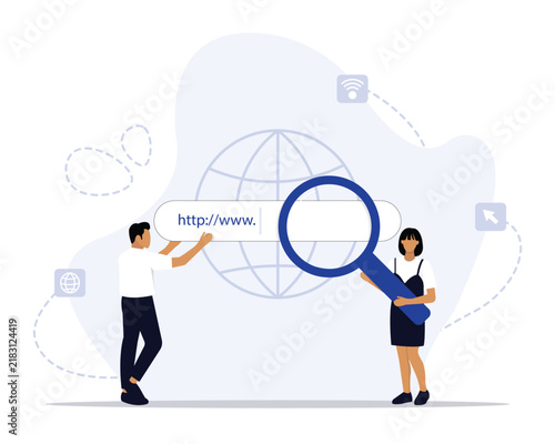 Browsing online concept illustration. Suitable for landing page, ui, web, App intro card, editorial, flyer, and banner.