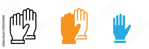 Three colorful glove icons in different styles