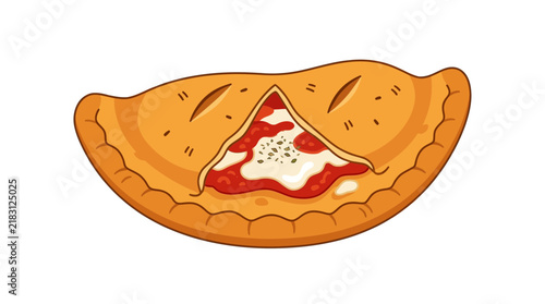 Bild auf Leinwand Illustration of a delicious Italian calzone pastry on white