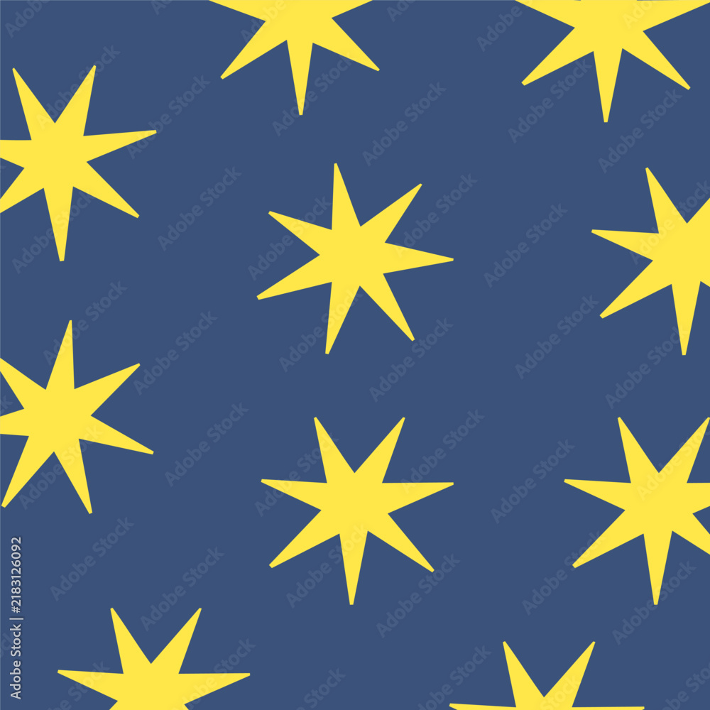 Fototapeta premium Hand drawn scandinavian minimalist background with cute nordic christmas trees and stars, on plain background, perfect for greeting cards, wrapping paper, holiday banners, and seasonal designs.