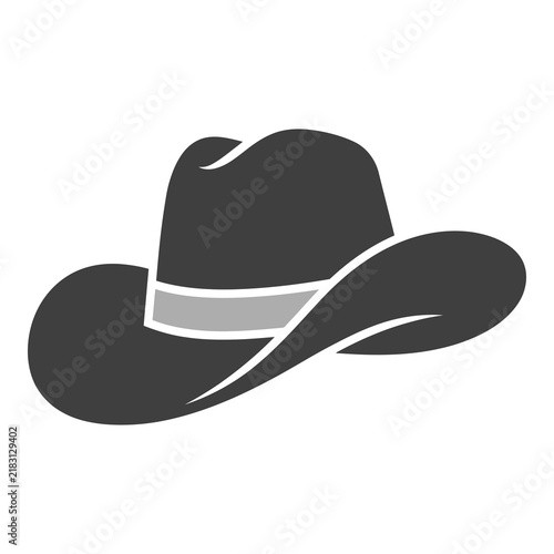 Minimalist Cowboy Hat Icon Isolated on White Background
