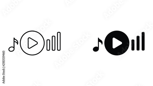 Audio and media volume control icon with music note and sound bar symbols