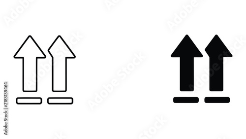 Directional transport and logistics icon with vertical double upward arrows