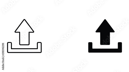 Obraz na płótnie Upload icon set in outline and solid black style for file transfer interface