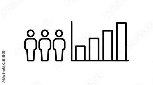 People icons with a rising bar chart for business growth and progress
