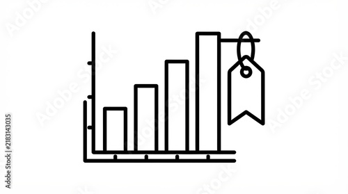 Bar chart showing rising growth with a price tag icon