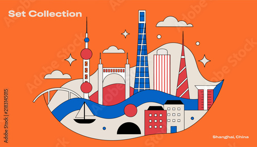 Shanghai Skyline Illustration 