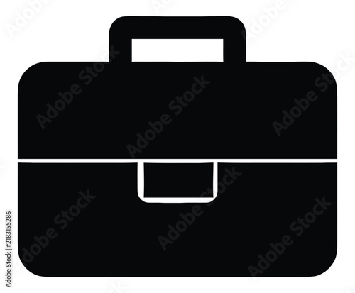 Black briefcase icon representing professional business work and travel