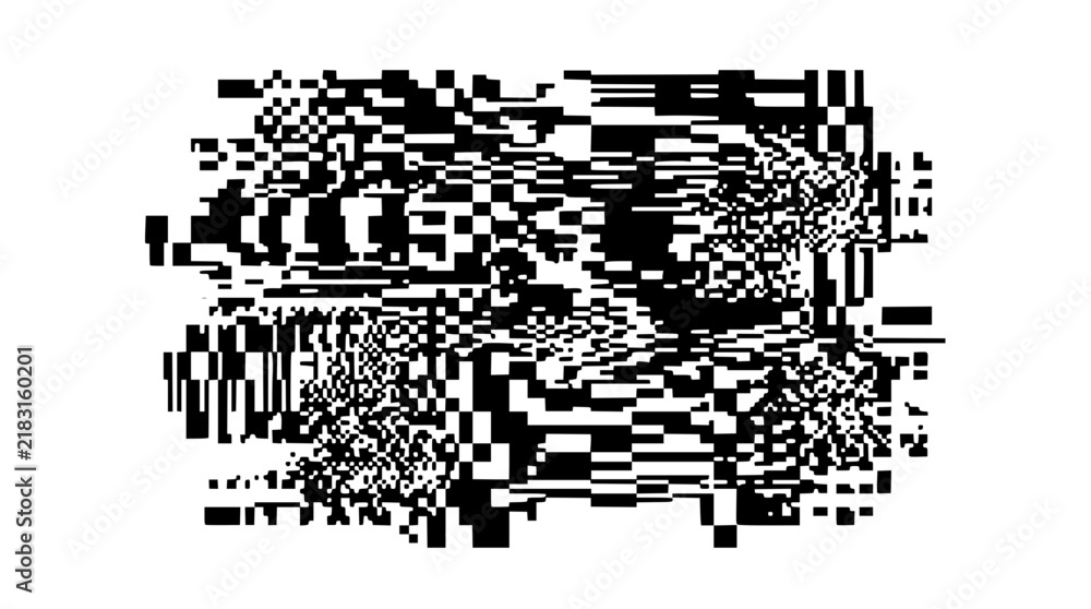 Obraz premium Abstract geometric vector illustration featuring chaotic black and white pixel shapes