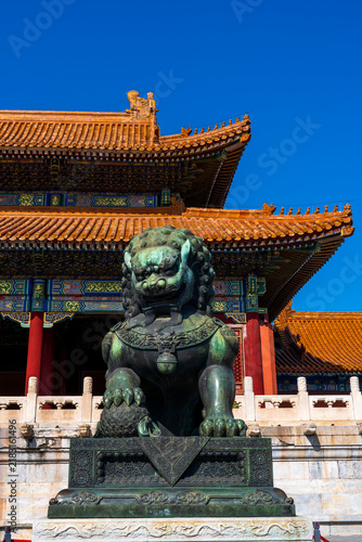 Bronze Lion at the Forbidden City in Beijing