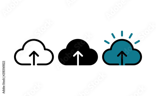 Obraz na płótnie Cloud upload icons set with upward arrows representing data sync tech