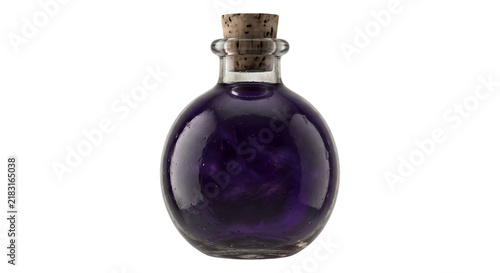 Принти на полотні Magical purple potion in round glass bottle with cork
