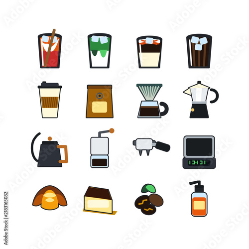 Specialty cafe drinks and coffee brewing equipment set of 16 colorful 3D vector iconsSpecialty cafe drinks and coffee brewing equipment set of 16 colorful 3D vector icons