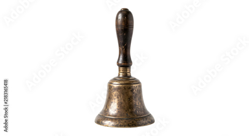 Fotografie Antique bronze service desk bell with wooden handle