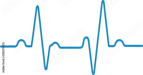 Blue heartbeat line vector illustration, medical pulse rate electrocardiogram wave, health monitoring ecg rhythm symbol for clinical diagnostic apps
