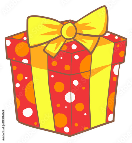 Festive Red Present Gift Box with Yellow Ribbon Bow
