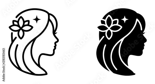 Elegant Woman Profile Icons, Beauty and Wellness Vector Graphics, Feminine Silhouette Set for Branding and Design