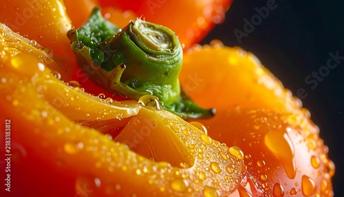 Fresh green pepper stuffed with cheese on plate.