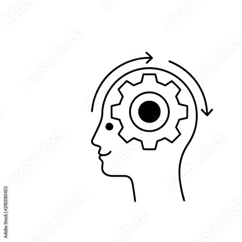 Head with Gear and Arrows Icon