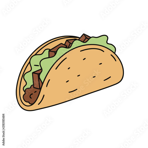 Taco with lettuce and meat