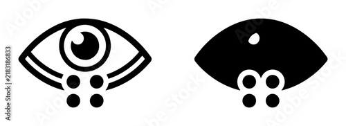 Teary Eye Icons, Sadness and Emotion Symbols, Black and White Ophthalmology Graphics, Medical and Health Care Vector Art