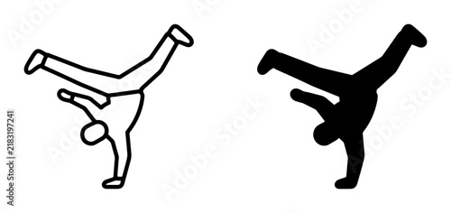 Bild auf Leinwand Breakdancing Silhouette, B-Boy Pose Vector Art, Dynamic Hip Hop Dancer Icon, Out