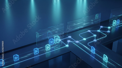 Digital workflow automation with connected documents and data network
