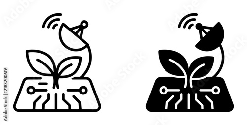 Smart Agriculture Icons: Precision Farming Technology, IoT Plant Growth Monitoring, Sustainable Crop Management, Digital Agribusiness Solutions