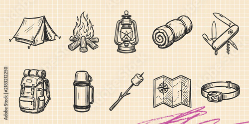 Hand drawn vintage black ink scribble doodle vector set of smoking pipe cigar and tobacco icons for creative graphic design