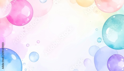 Pastel Bubble Border Background with Soft Watercolor Wash