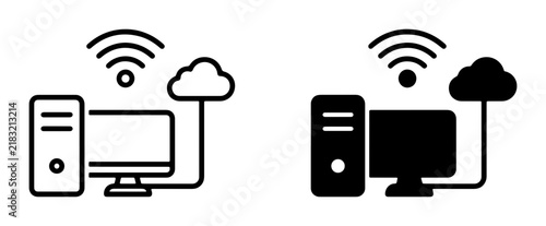 Cloud Computing Icons, Computer Network Connection, Wireless Data Transfer, Digital Technology Icons, Server Connectivity