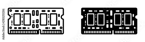 Computer RAM Module Icons, Memory Stick Graphics, Digital Storage Components, Technology Hardware Vector Set