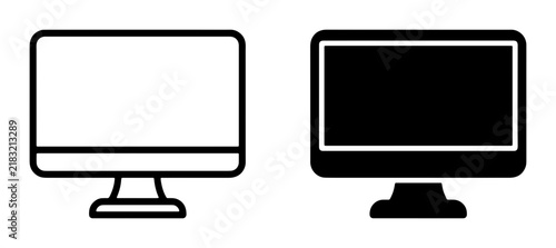 Computer Monitor Icons, Desktop Display Symbols, Digital Screen Graphics, Technology Interface Elements, Vector Art