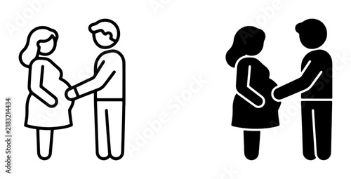 Pregnancy Icons, Expecting Couple Silhouette, Maternity Vector Graphics, Family Planning Symbols, Parenthood Iconography