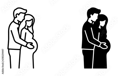 Canvastavla Pregnant Couple Icons, Maternity Love Symbol, Expecting Parents Silhouette, Fami