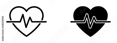 Heartbeat ECG Icon Set, Cardiology Health Symbol, Medical Pulse Line Art, Vector Graphic