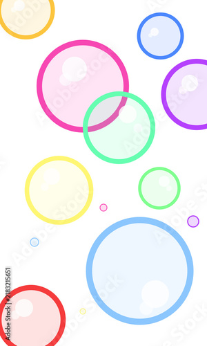 Colorful Soap Bubbles and Circles Graphic on Transparent Background