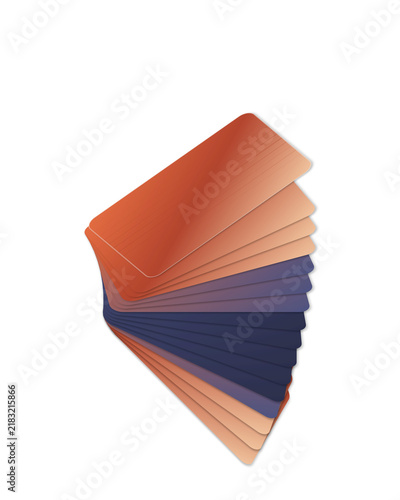 Modern Card Swatches Fan in Terracotta and Navy on Transparent Background