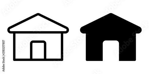 Minimalist Home Icon Set with Line and Filled Silhouette Style