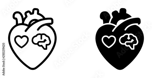 Heart and Brain Icons, Medical Symbol Set, Cardiology and Neurology Concepts, Vector Graphics for Health and Science