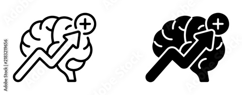 Brain Growth Icon, Cognitive Improvement Symbol, Learning Curve Vector, Mental Development Graphic, Intelligence Boost Concept