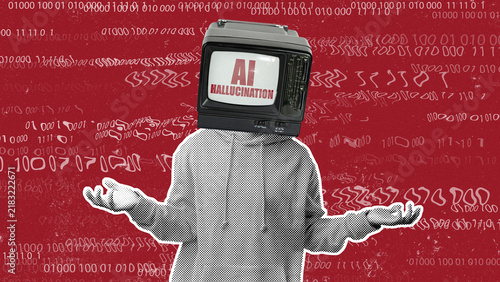 Принти на полотні Use of technology to illustrate fake news and AI hallucination concepts in a dig
